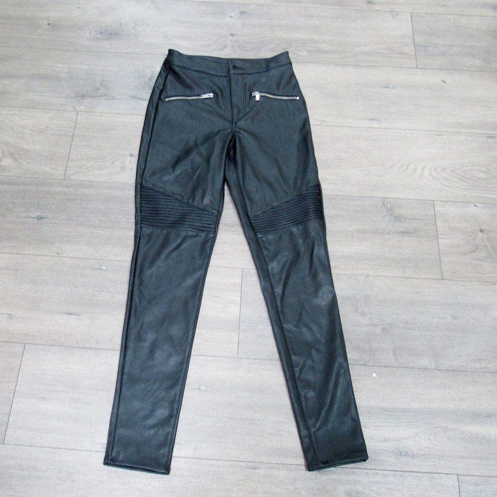 H&M BLACK FAUX LEATHER MOTO PANTS